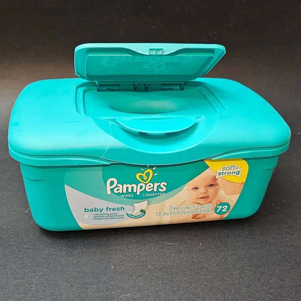 Empty Pampers Wipes Pop Up Plastic Dispenser Baby - Container Only Discontinued